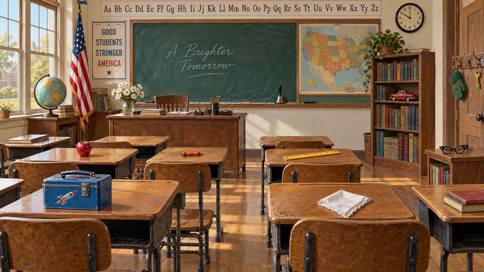 Preview of a nostalgic 1950s classroom