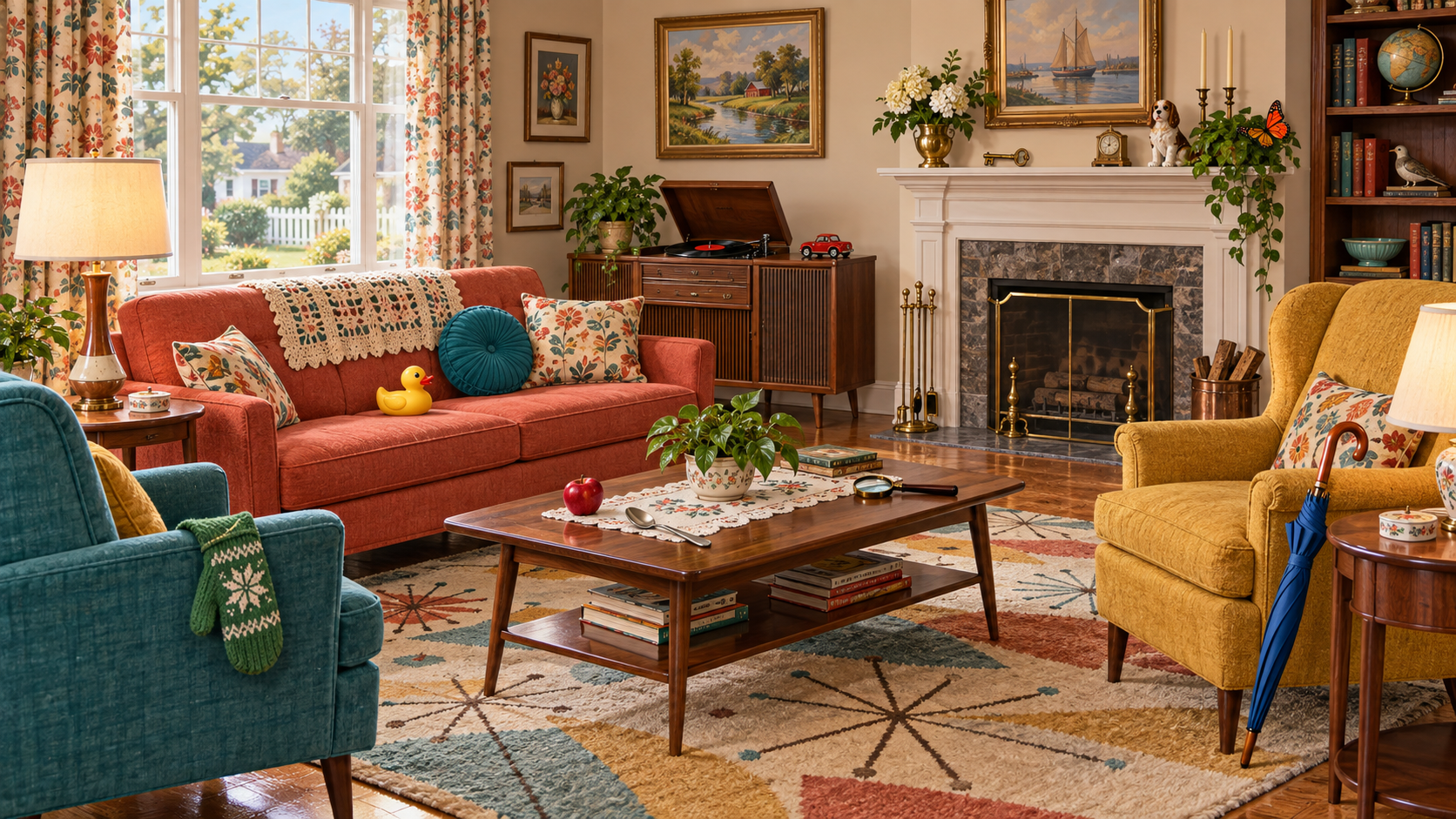 Preview of a warm 1950s living room